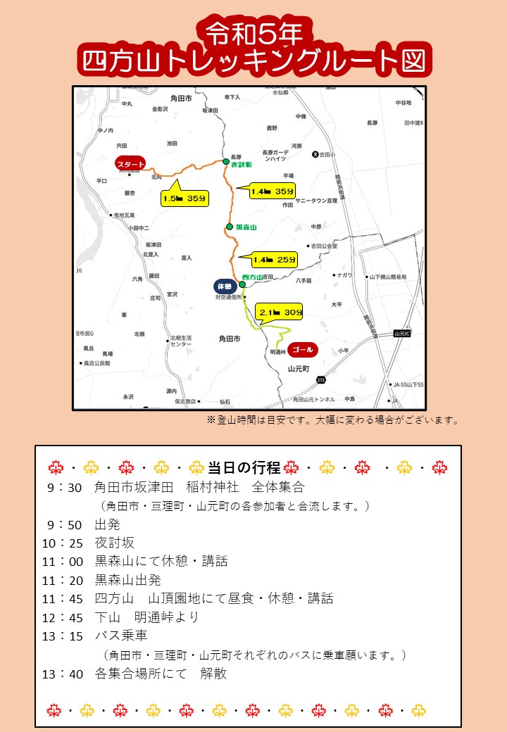 令和5年四方山トレッキングルート図