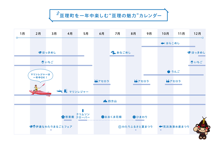 亘理町を一年中楽しむ"亘理の魅力"カレンダー