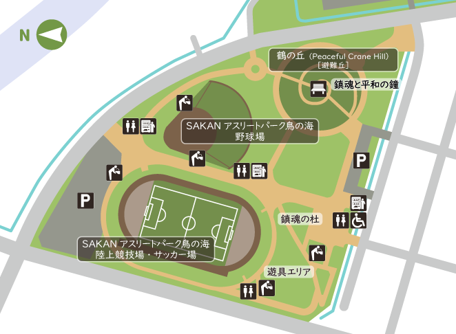 鳥の海公園西エリアのマップ