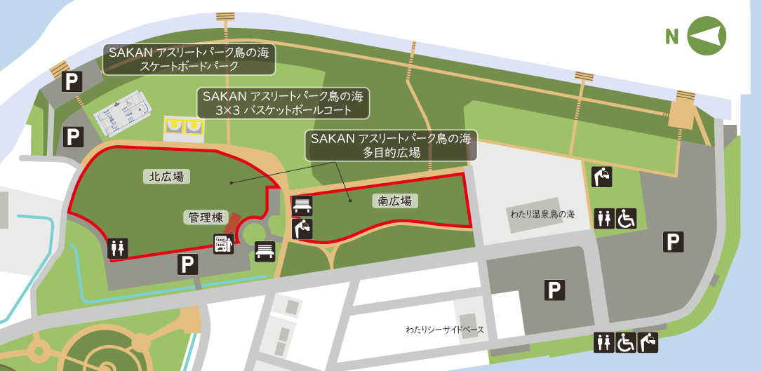 鳥の海公園東エリアのマップ